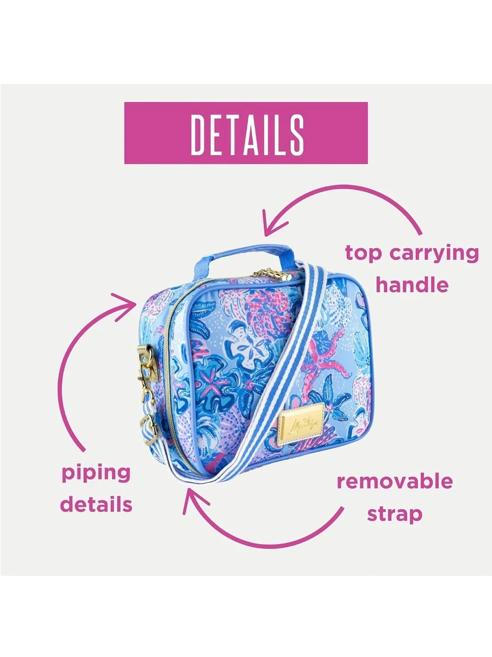 Lilly Pulitzer Blue Floral Bahama Lunch Box Bag Insulated Cooler - New
